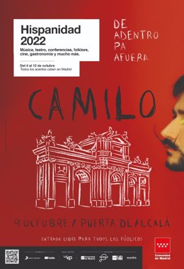 Cartel del concierto de Camilo en Madrid en Hispanidad 2022