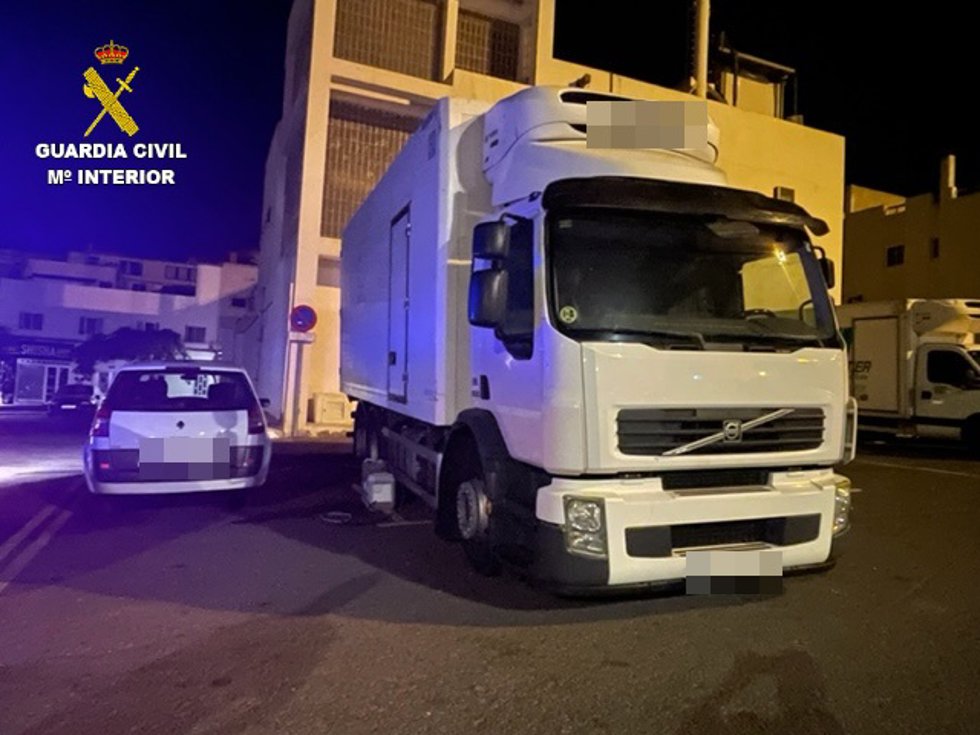 Camión del que robaban gasoil en Fuerteventura