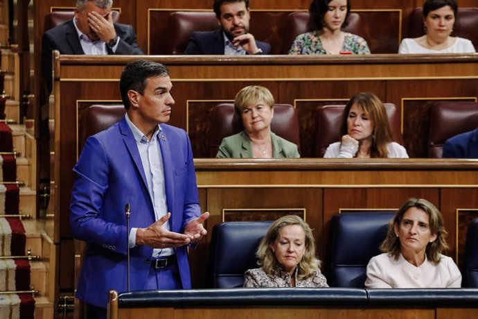 El presidente del Gobierno, Pedro Sánchez, interviene durante una sesión plenaria en el Congreso de los Diputados, a 14 de septiembre de 2022, en Madrid (España).