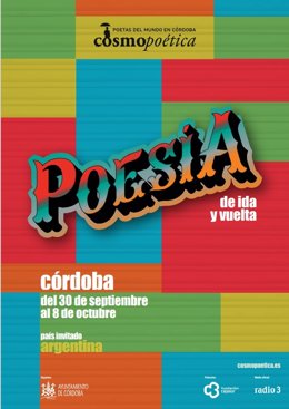 Cartel del Festival Internacional de Poesía de Córdoba, Cosmopoética 2022, con Argentina como país invitado.