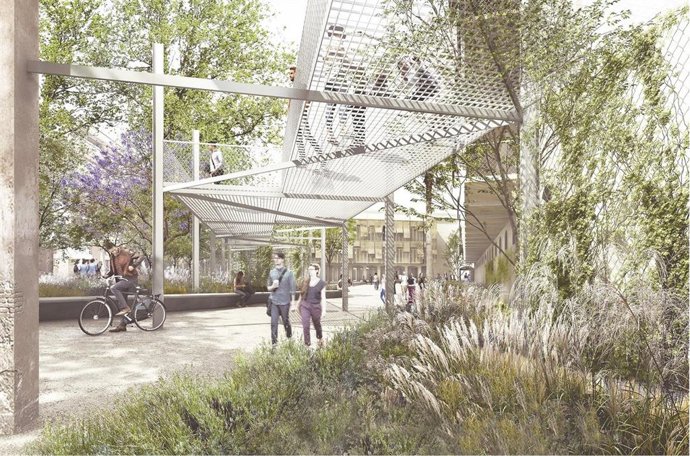 Recreación de la transformación de la antigua prisión la Modelo de Barcelona.