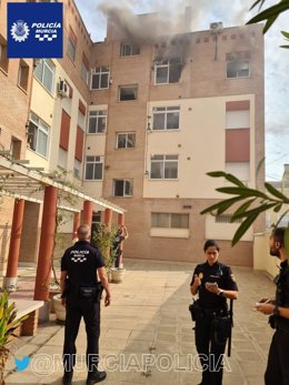 Imagen del incendio facilitada por la Policía Local de Murcia