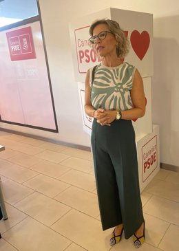 Conchi Narváez (PSOE) este jueves durante la presentación de su candidatura para repetir como cabeza de lista en San Bartolomé de Tirajana