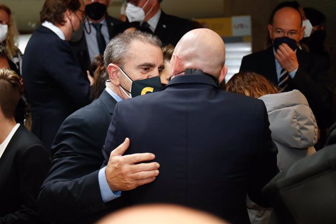 Archivo - Jose Manuel Franco saludates to Luis Rubiales during the presentation of the Statutes of the Women's Professional Soccer League held at the CSD on March 14, 2022, in Madrid, Spain.