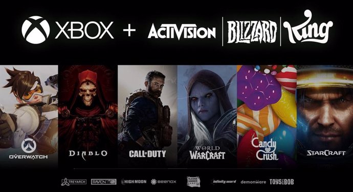 Archivo - Logos de Microsoft y Activision Blizzard.