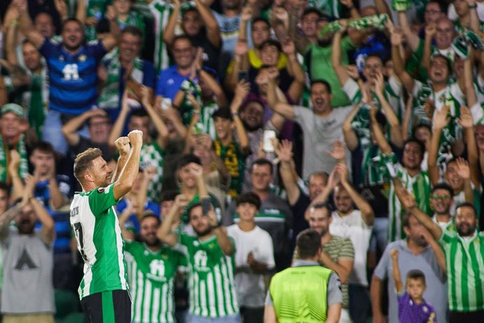 Joaquin Sanchez of Real Betis celebrates a goal during the UEFA Europa League, Group C, match between Real Betis an Ludogorets at Benito Villamarin Stadium on September 15, 2022 in Sevilla, Spain.