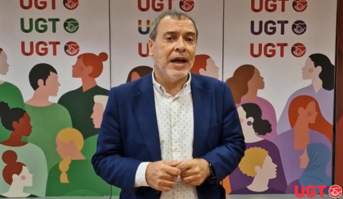 El vicesecretario general de Política Sindical de UGT, Mariano Hoya, en un vídeo en el que propone la creación de un fondo para hacer frente al encarecimiento de las hipotecas.