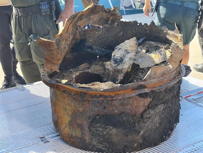 La mina naval hallada en Roses (Girona) y neutralizada este jueves por la tarde