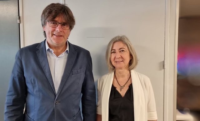 L'expresident de la Generalitat Carles Puigdemont i la presidenta de l'ANC, Dolors Feliu
