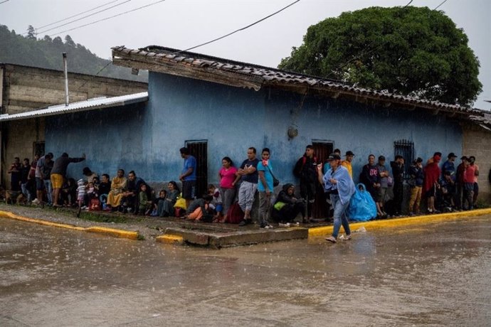 Migrantes llegados a la zona sur de Honduras