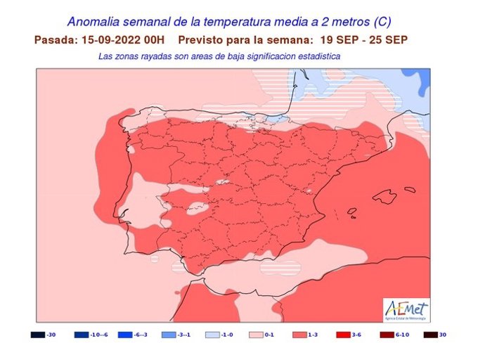 Mapa facilitado por la Aemet con el pronóstico del tiempo en CyL para la próxima semana