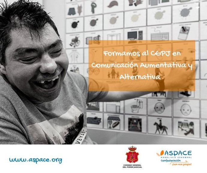 Cartel de ASPACE sobre la formación al CGPJ en comunicación aumentativa.