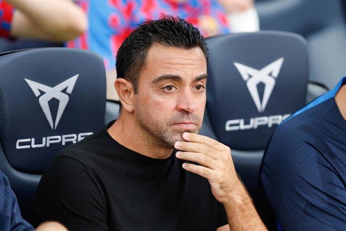 Xavi Hernandez coach of FC Barcelona looks on during the La Liga match between FC Barcelona and Elche CF at Spotify Camp Nou Stadium in Barcelona, Spain, on September 17th, 2022.