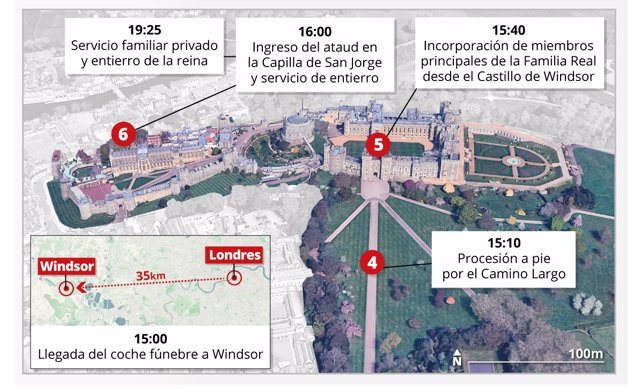  Infografía del entierro de la reina Isabel II en el castillo de Windsor