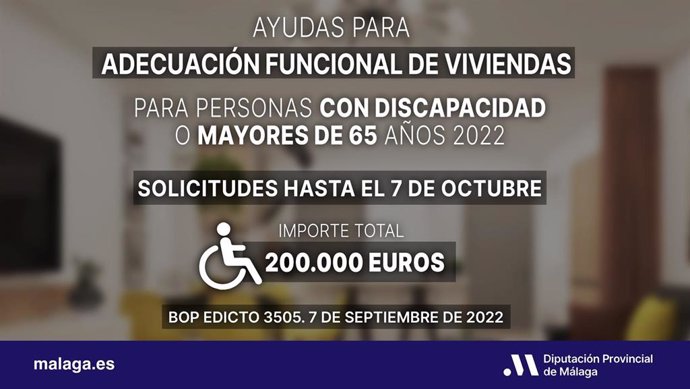 La Diputación destina 200.000 euros para adaptar viviendas de personas con discapacidad y mayores de 65 años