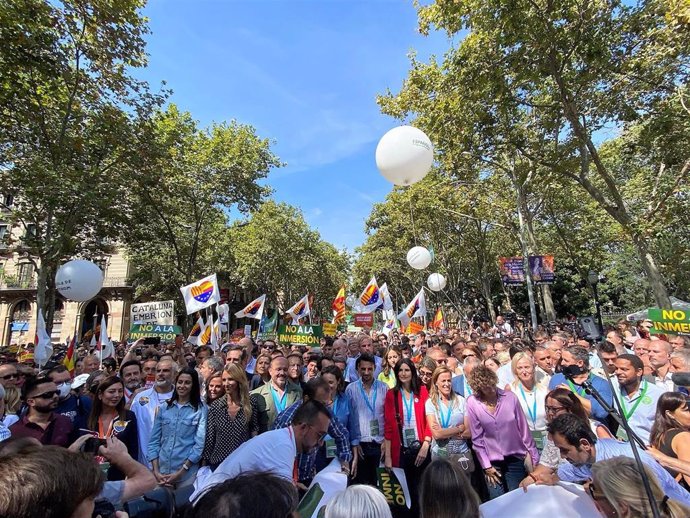 Los dirigentes políticos en la manifestación de Escuela de Todos en Barcelona
