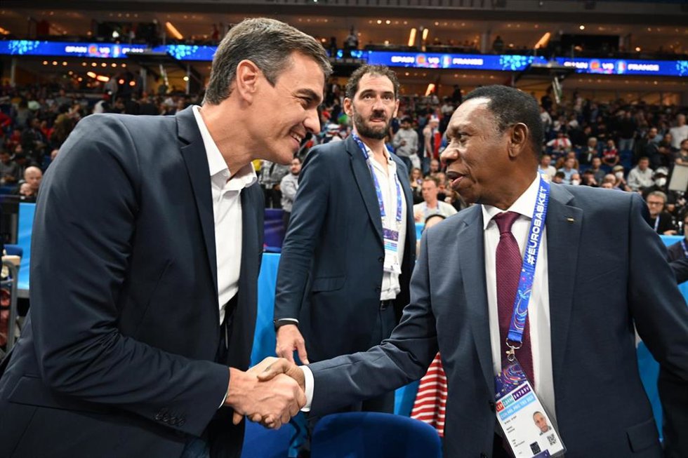 El presidente del Gobierno, Pedro Sánchez, en la final del Eurobasket 2022