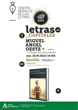 Acto de presentación de 'Vengo de ese miedo' en la Biblioteca Infanta Elena, organizado por el Centro Andaluz de las Letras.