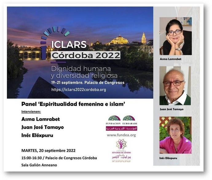 La Fundación Euroárabe participa en el VI Congreso ICLARS con el panel 'Espiritualidad femenina e islam'.