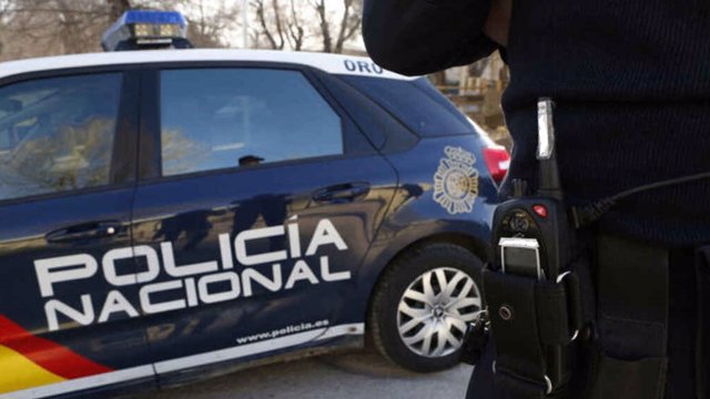Un agente y un coche patrulla de la Policía Nacional de Valladolid. Foto archivo.