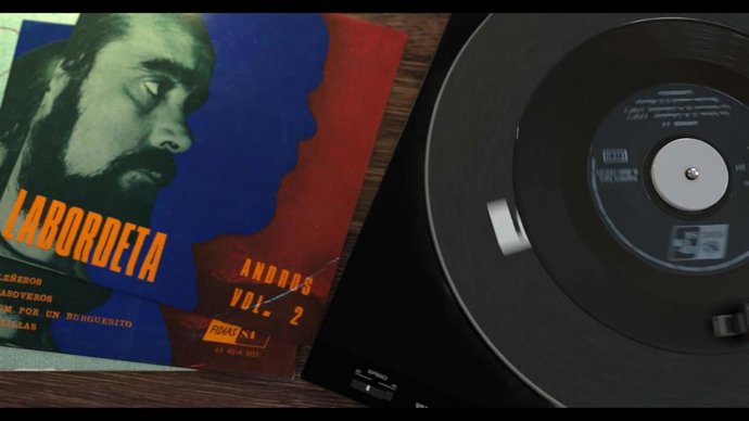 Portada de un disco de José Antonio Labordeta en sus inicios como cantautor.