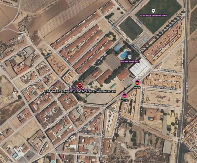 Lugar, sobre el plano, en el que ha tenido lugar el suceso