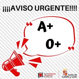 Llamamiento del Centro de Hemoterapia y Hemodonación de Castilla y León.