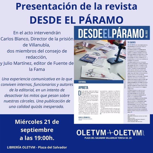 Cartel de la presentación de la revista 'Desde el páramo'.