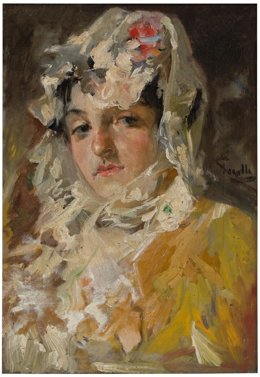 Cabeza de mujer con mantilla blanca, de Joaquín Sorolla