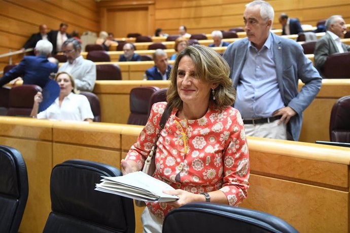 La vicepresidenta tercera y ministra para la Transición Ecológica, Teresa Ribera, durante una sesión de control al Gobierno en el Senado, a 20 de septiembre de 2022, en Madrid (España). El Senado celebra la primera sesión de control al Gobierno del curs