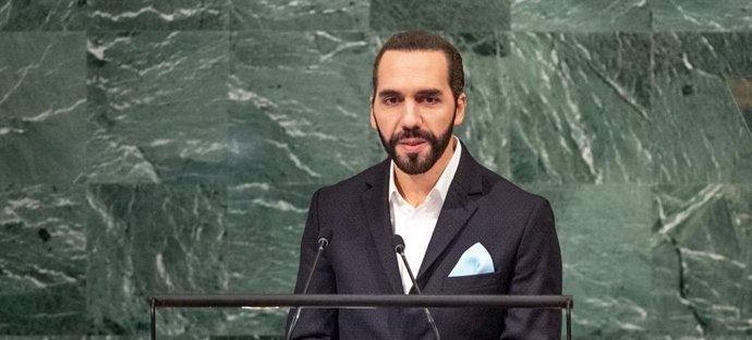 El presidente de El Salvador, Nayib Armando Bukele, interviene en el debate general de la septuagésima séptima sesión de la Asamblea General.