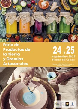 Cartel anunciador de la Feria de Productos de la Tierra y Gremios Artesanales de Medina.