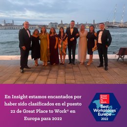 El equipo de Insight en la gala de GPTW Europe 2022, en Venecia.