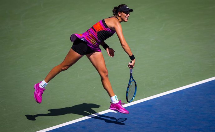 Garbine Muguruza of Spain in action during the third round of the 2022 US Open Grand Slam tennis tournament