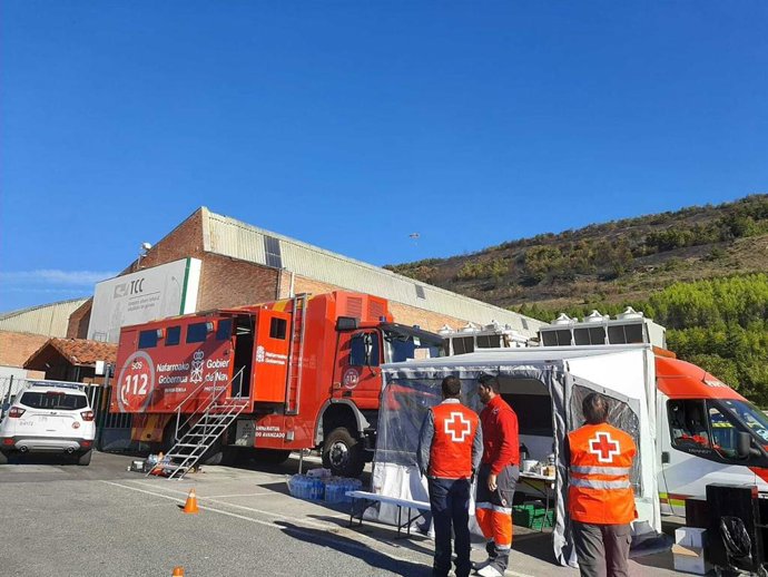 Imagen del dispositivo de mando avanzado junto a las cocheras del Transporte Urbano Comarcal de Pamplona.