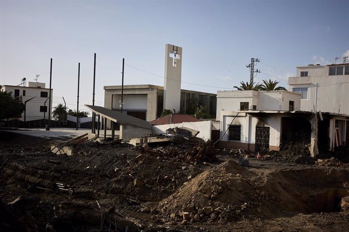 Archivo - Destrozos en establecimientos cercanos a la vía LP-213, de la carretera de Puerto Naos, a 24 de febrero de 2022, en Puerto Naos