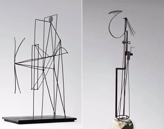 Figura 'Proyecto para un monumento a Guillaume Apollinaire' de Pablo Picasso y 'Gran Maternidad' de Julio González.