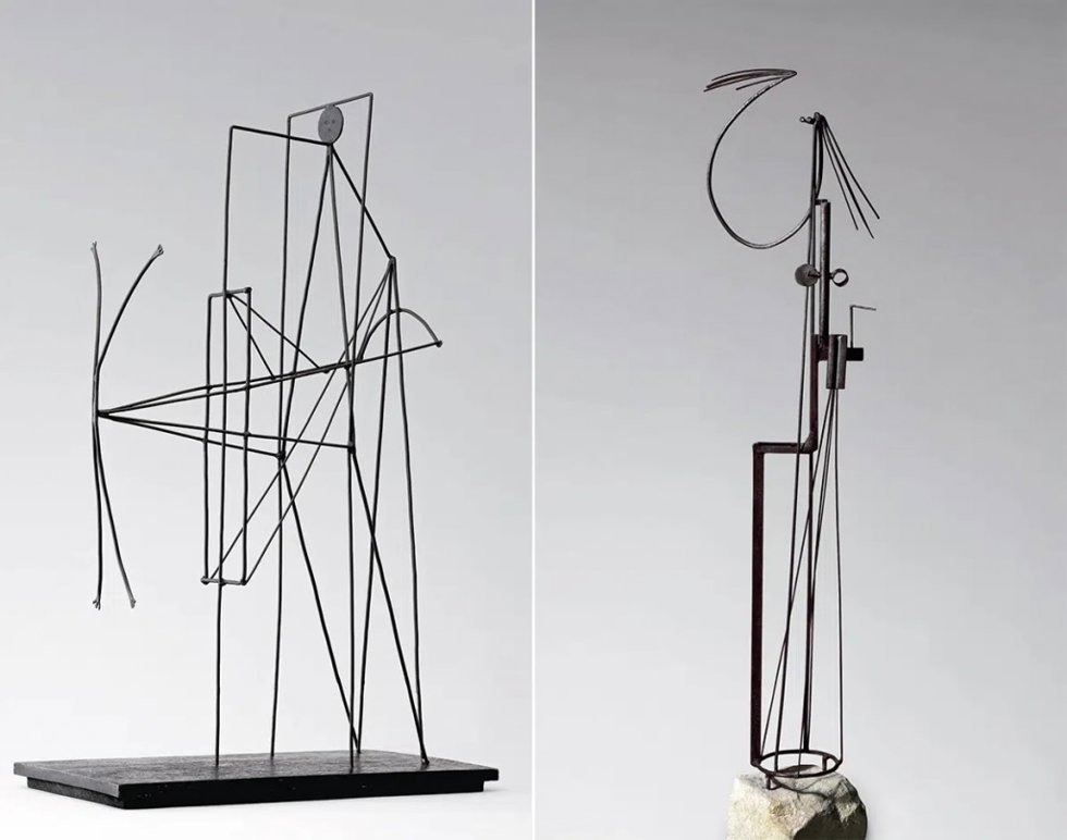 Figura 'Proyecto para un monumento a Guillaume Apollinaire' de Pablo Picasso y 'Gran Maternidad' de Julio González.