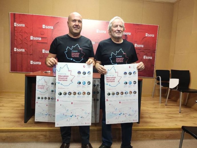 José Manuel Ceña (izda) y Jesús Bárez presentan el XVII Maratón Musical Soriano.