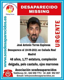 Piden ayuda para encontrar a José Antonio Torres, un guipuzcoano desaparecido hace un año en Madrid