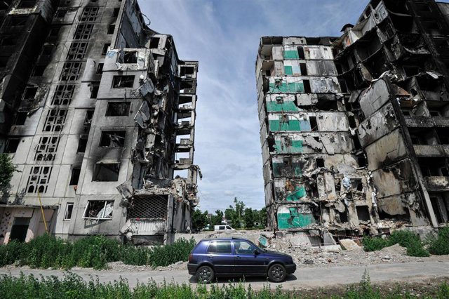 Archivo - Destrucción en la ciudad ucraniana de Bodorianka, al norte de Kiev
