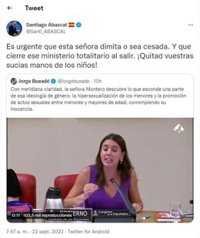 Abascal pide la dimisión "urgente" de Montero y el cierre del Ministerio: "!Quitad vuestras sucias manos de los niños!"