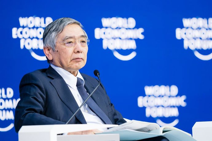 Archivo - HANDOUT - 25 January 2019, Switzerland, Davos: Haruhiko Kuroda, Governor of the Bank of Japan (BOJ), attends a session of the Annual Meeting 2019 of the World Economic Forum. Photo: Manuel Lopez/World Economic Forum/dpa - ATTENTION: editorial 