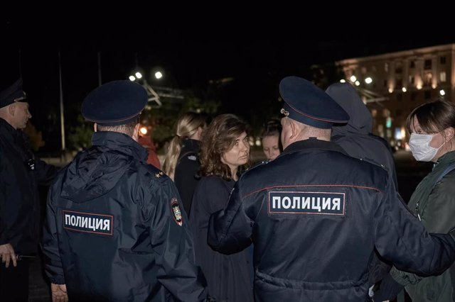 Despliegue policial en Voronezh por una protesta contra la movilización parcial anunciada por Vladimir Putin