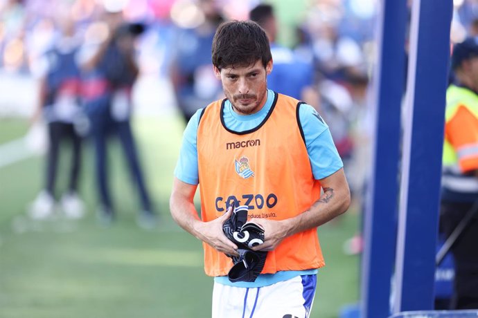 David Silva of Real Sociedad looks on during the Spanish League, La Liga Santander, football match played between Getafe CF and Real Sociedad at Coliseum Alfonso Perez stadium on September 11, 2022 in Getafe, Madrid, Spain.