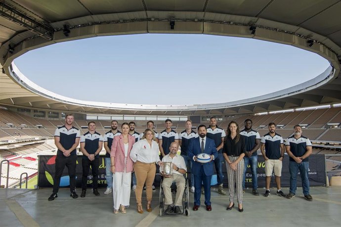 El secretario general para el Deporte, José María Arrabal, en la presentación de la Final de la LXXXIX edición de la Copa del Rey de Rugby, en el Estadio de la Cartuja, sede de la competición.