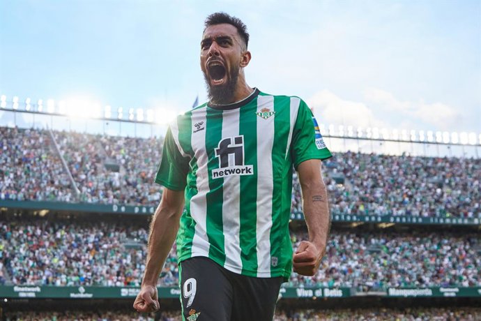 Borja Iglesias of Real Betis celebrates a goal during the spanish league, La Liga Santander, football match played between Real Betis and Girona FC at Benito Villamarin stadium on September 18, 2022, in Sevilla, Spain.