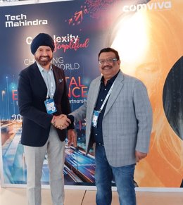 Comviva CEO with Harinder Singh, Leader, Telco Service Line, Microsoft at Digital Transformation World event in Copenhagen