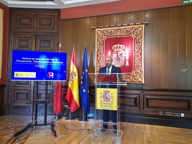 El delegado del Gobierno en Navarra, José Luis Arasti, en la rueda de prensa