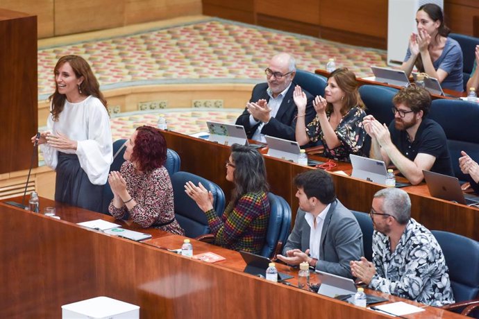 La portavoz de Más Madrid en la Asamblea, Mónica García, interviene durante un pleno en la Asamblea de Madrid, a 22 de septiembre de 2022, en Madrid (España) La Asamblea de Madrid arranca su curso político con un Pleno en el que se eligen a los miembros